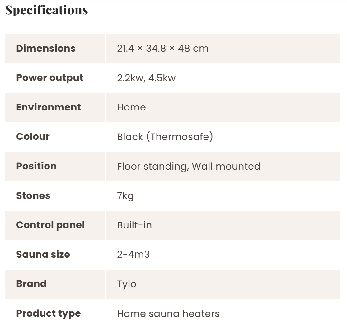 Sense Sport 2/4 Small Electric Home Sauna Heater Thermosafe